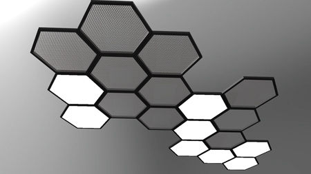 hexagonal mesh ceiling fixture system